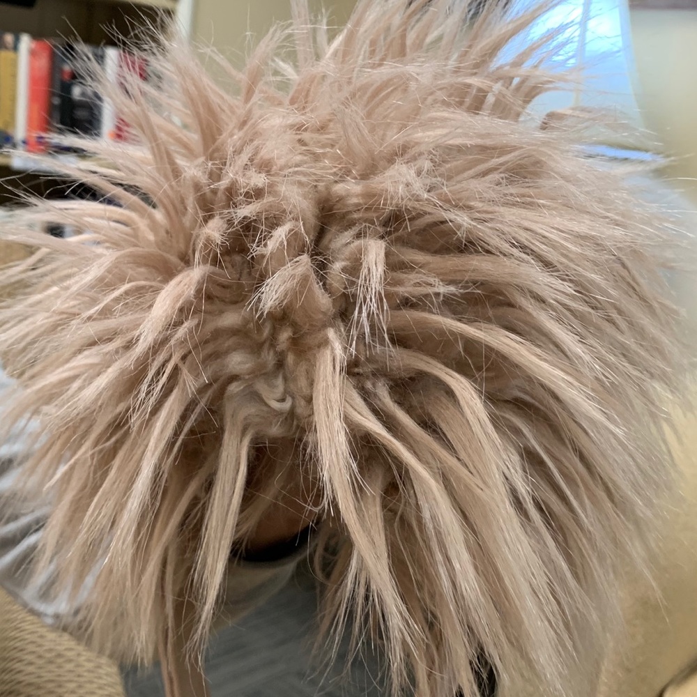 Prada fake fur helmet hat